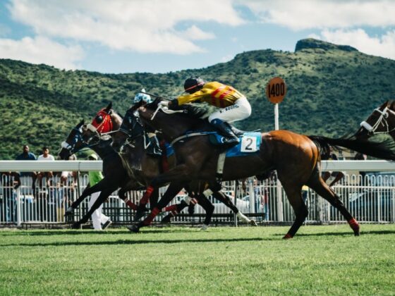 man riding horse in race